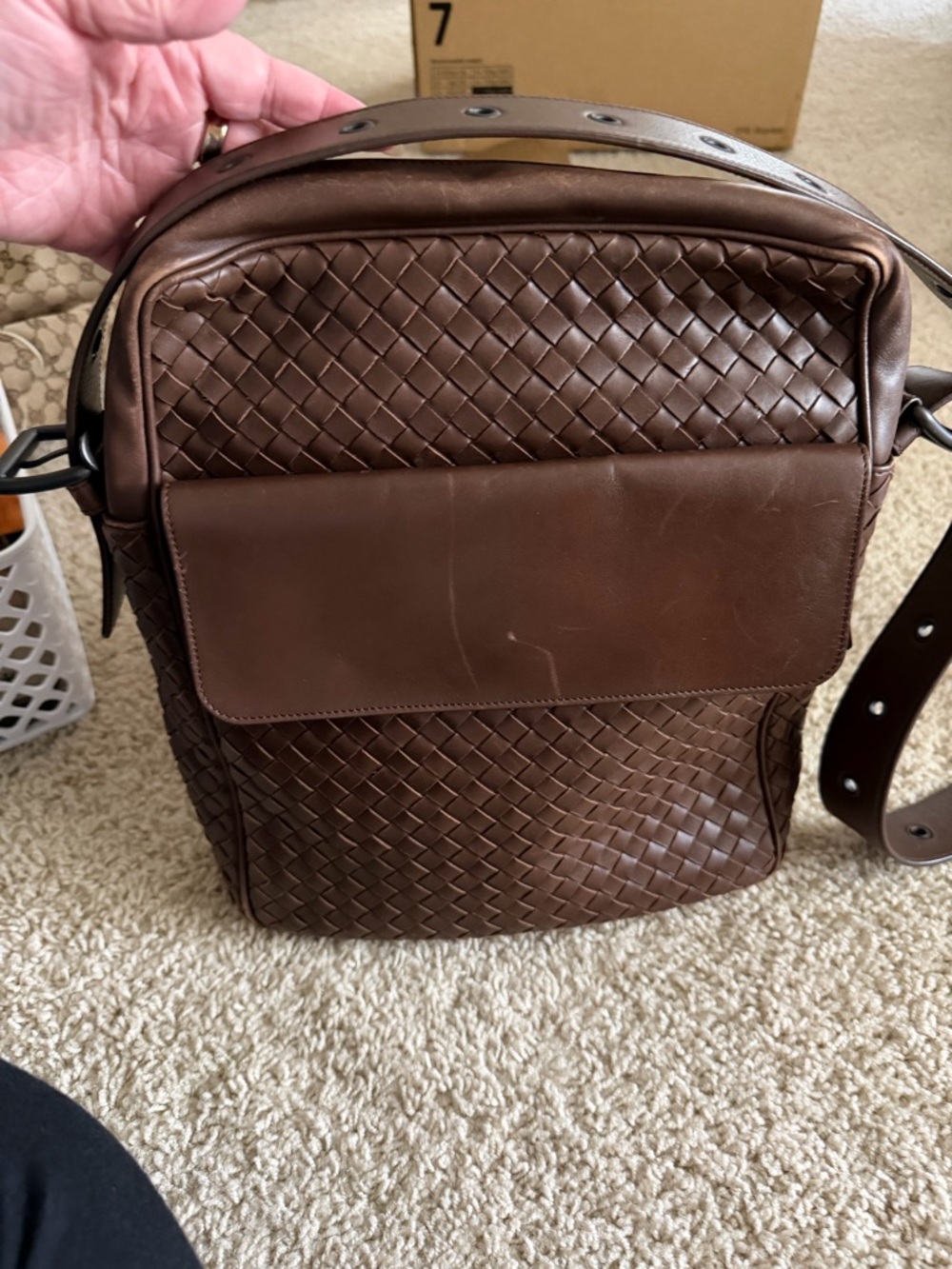 Bottega Veneta Intrecciato woven leather shoulder bag or messenger bag